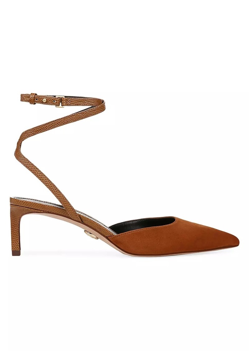 Veronica Beard Colette Suede Ankle-Wrap Pumps