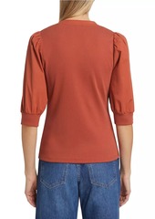 Veronica Beard Coralee Puff-Sleeve Henley Top