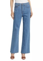 Veronica Beard Crosbie Striped Wide-Leg Jeans