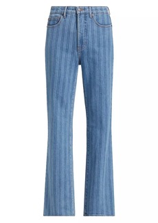 Veronica Beard Crosbie Striped Wide-Leg Jeans