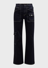 Veronica Beard Crosbie Wide-Leg Denim Cargo Jeans