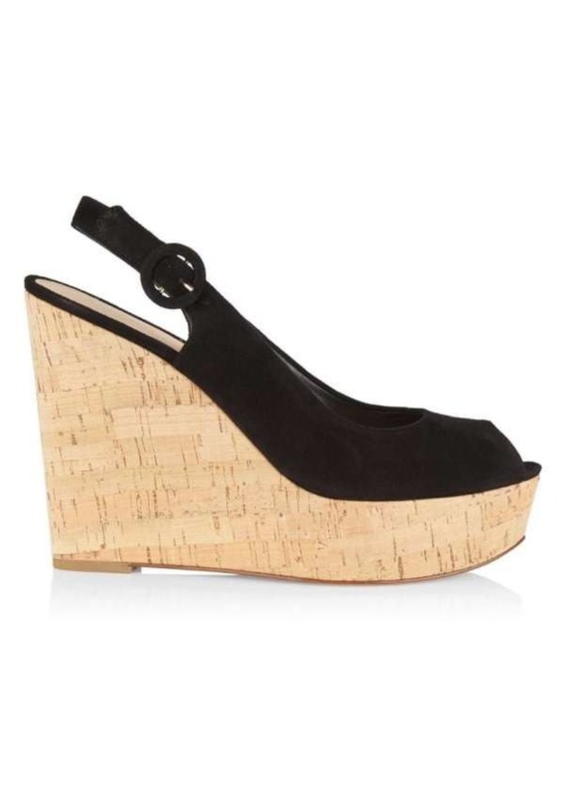 Veronica Beard Dali Suede Peep Toe Wedge Sandals