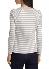 Veronica Beard Delano Striped Stretch-Cotton Top