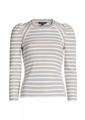 Veronica Beard Delano Striped Stretch-Cotton Top