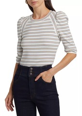 Veronica Beard Delano Striped Stretch-Cotton Top