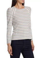 Veronica Beard Delano Striped Stretch-Cotton Top