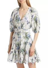 Veronica Beard Dewey Floral Cotton Belted Minidress