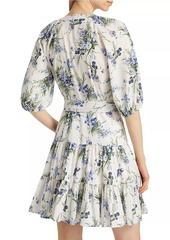 Veronica Beard Dewey Floral Cotton Belted Minidress