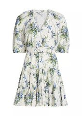 Veronica Beard Dewey Floral Cotton Belted Minidress