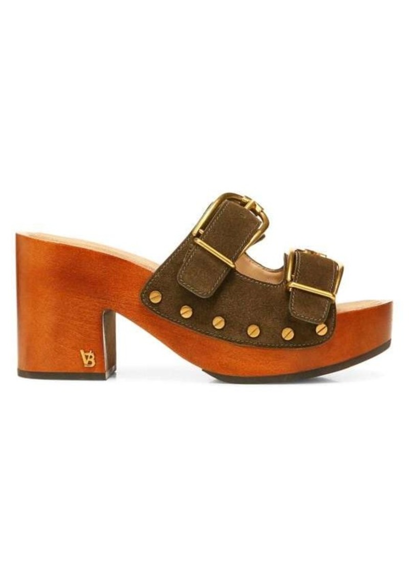 Veronica Beard Suede Platform Clog Sandals