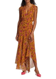 Veronica Beard Dovima Asymmetric Floral Silk Maxi Dress