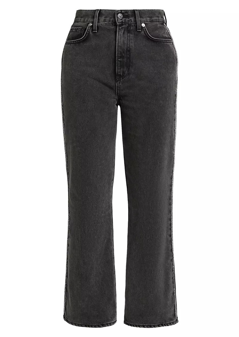 Veronica Beard Dylan Crystal-Embellished High-Rise Straight-Leg Jeans