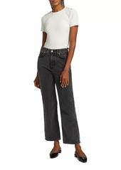 Veronica Beard Dylan Crystal-Embellished High-Rise Straight-Leg Jeans