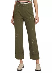 Veronica Beard Dylan High-Rise Splattered Paint Straight Jeans