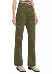 Veronica Beard Dylan High-Rise Splattered Paint Straight Jeans