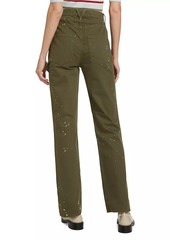 Veronica Beard Dylan High-Rise Splattered Paint Straight Jeans