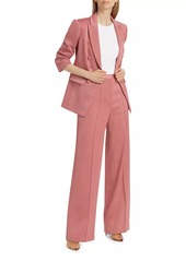 Veronica Beard Edia Satin Straight-Leg Pants