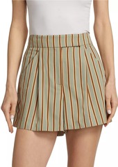 Veronica Beard Elbe Striped Pleated Shorts