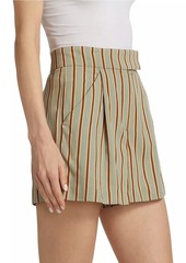 Veronica Beard Elbe Striped Pleated Shorts