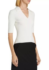 Veronica Beard Emily Ribbed Viscose Polo