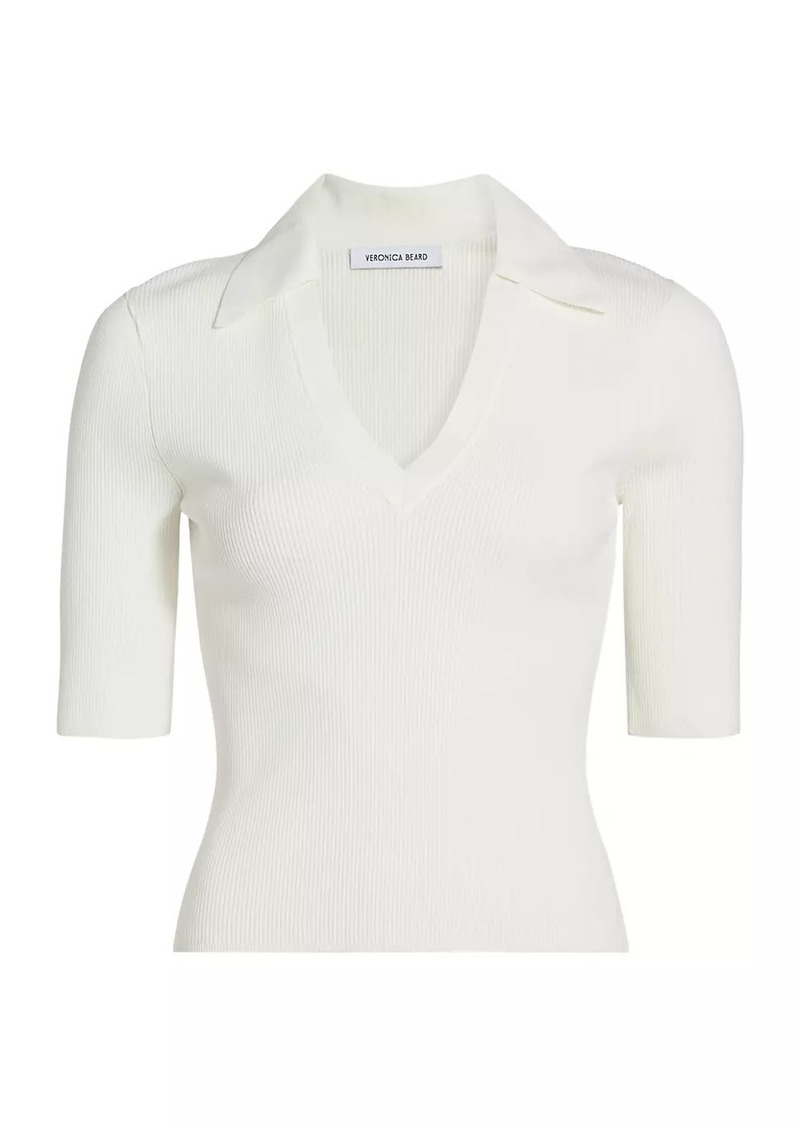 Veronica Beard Emily Ribbed Viscose Polo