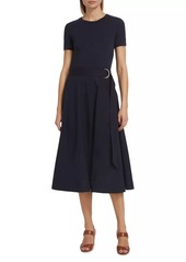 Veronica Beard Facia T-Shirt Belted Midi-Dress