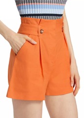 Veronica Beard Franzi Linen-Blend Pleated Shorts