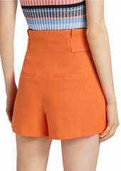 Veronica Beard Franzi Linen-Blend Pleated Shorts