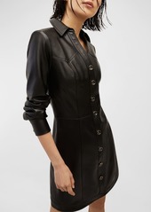 Veronica Beard Garrett Vegan Leather Mini Shirtdress