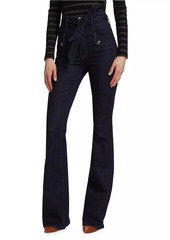 Veronica Beard Giselle Belted Flared Jeans