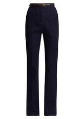 Veronica Beard Gracie Stretch-Denim Belted Pants