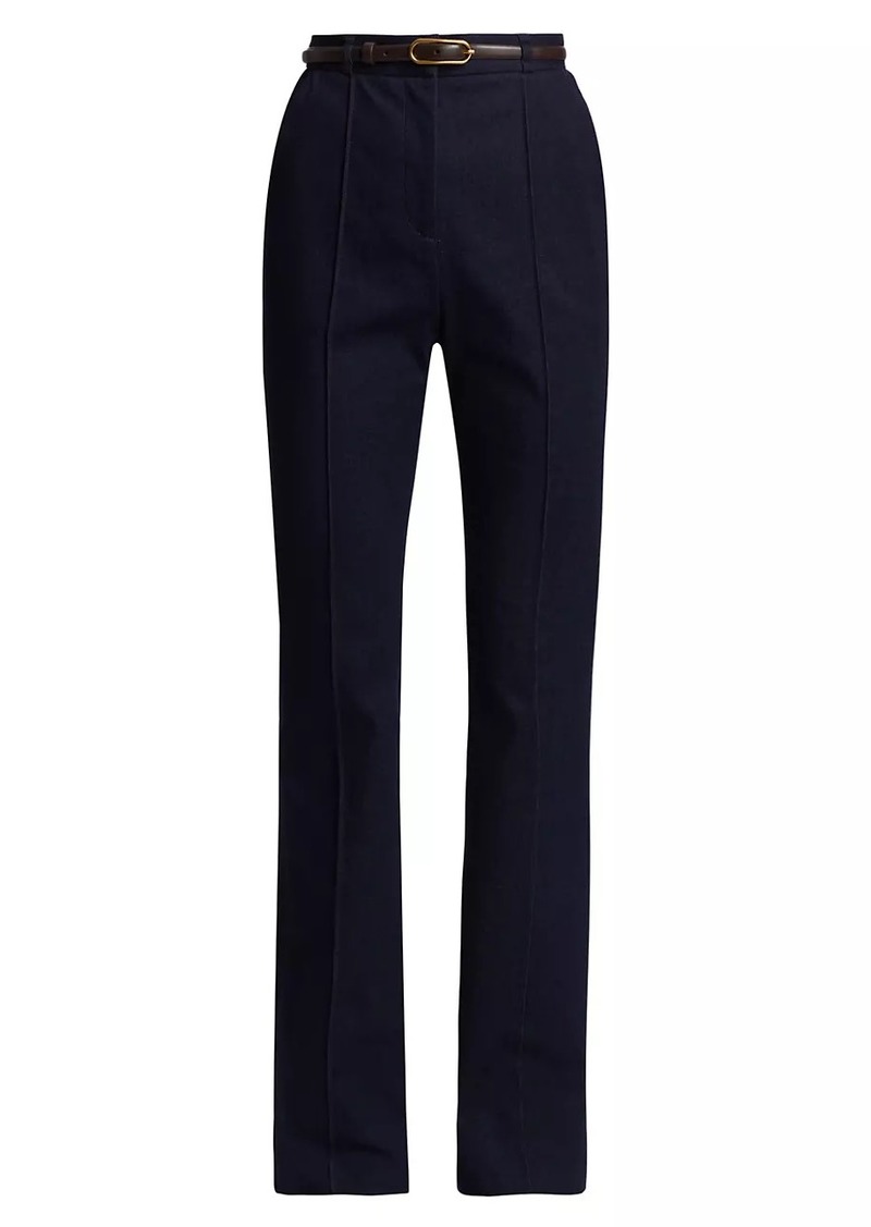 Veronica Beard Gracie Stretch-Denim Belted Pants