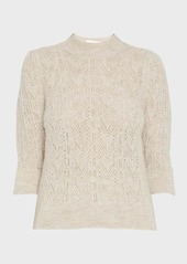 Veronica Beard Grinney Pointelle Knit Mock Neck Sweater
