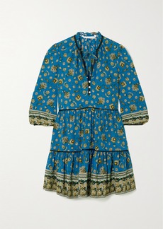 Veronica Beard Hawken Tiered Paisley-print Stretch-silk Mini Dress