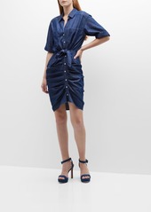 Veronica Beard Hensley Ruched Denim Shirtdress