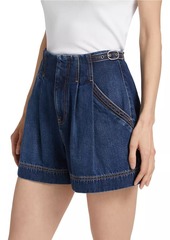 Veronica Beard Jaffe Denim Buckle Shorts