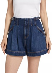 Veronica Beard Jaffe Denim Buckle Shorts