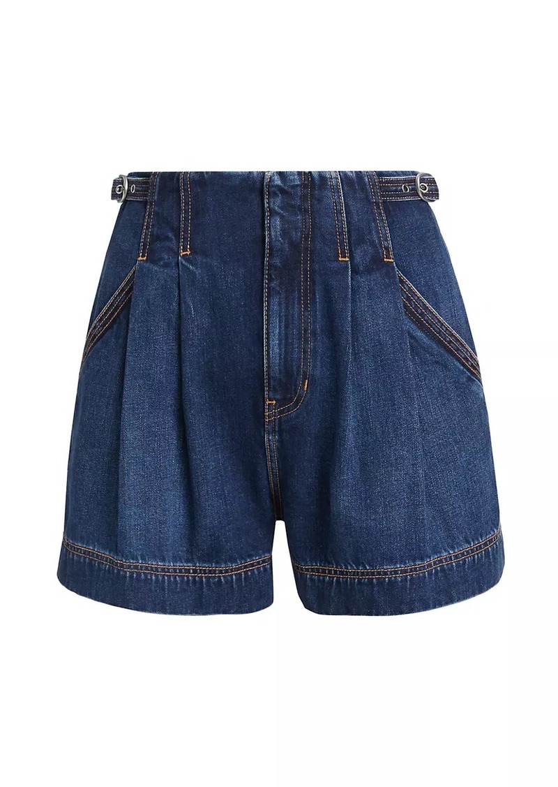 Veronica Beard Jaffe Denim Buckle Shorts