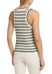 Veronica Beard Jerrel Stripe Linen & Cotton-Knit Tank Top