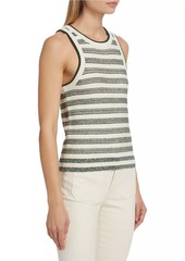 Veronica Beard Jerrel Stripe Linen & Cotton-Knit Tank Top