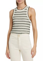 Veronica Beard Jerrel Stripe Linen & Cotton-Knit Tank Top