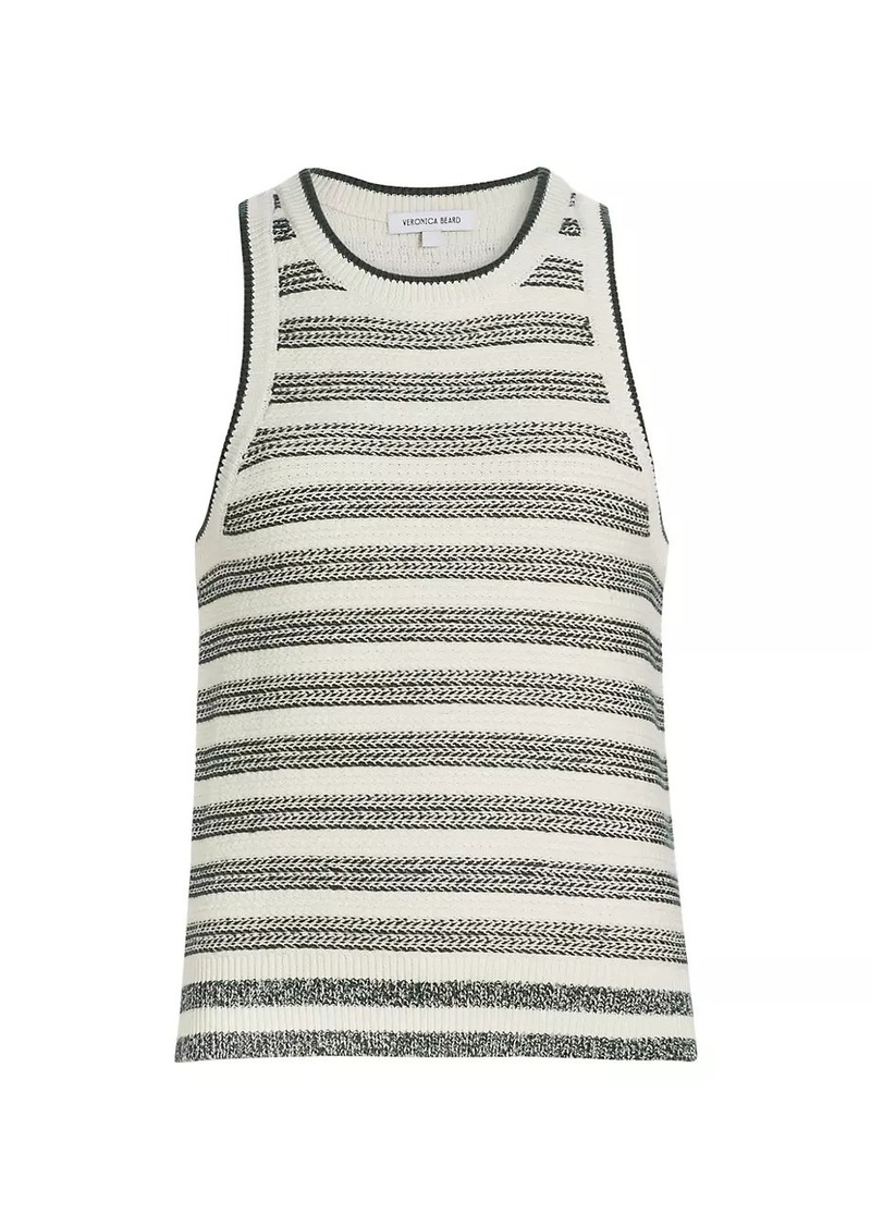 Veronica Beard Jerrel Stripe Linen & Cotton-Knit Tank Top