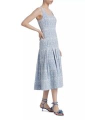 Veronica Beard Jolie Eyelet Squareneck Midi-Dress