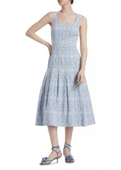 Veronica Beard Jolie Eyelet Squareneck Midi-Dress