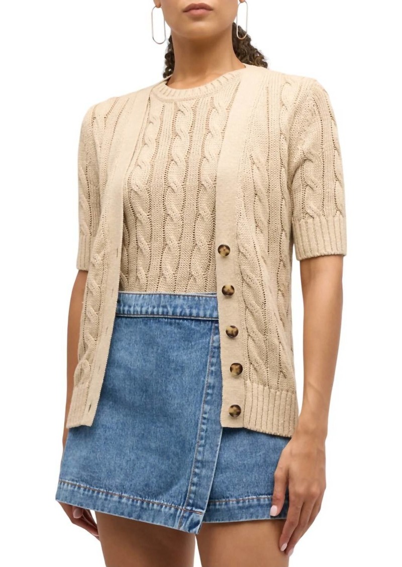 Veronica Beard Julietta Cardigan In Stone Khaki