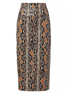 Veronica Beard Kaliyah Snakeskin-Print Faux Leather Pencil Skirt