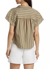 Veronica Beard Kasa Striped Linen Crop Shirt