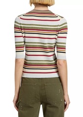 Veronica Beard Kavya Striped Rib-Knit Blouse