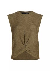 Veronica Beard Kellen Twist-Front Pointelle Knit Sweater Vest