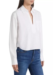 Veronica Beard Khai Cotton-Blend Split-Neck Top